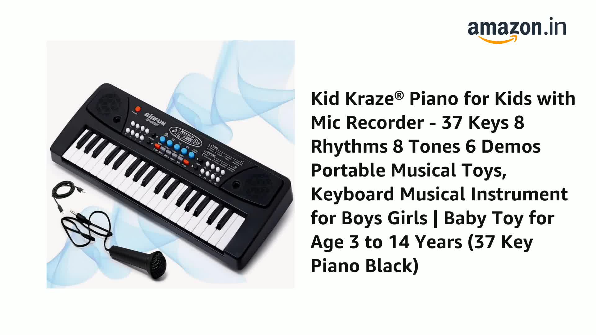 KID KRAZE® 37-Key Kids Keyboard Piano with Mic – Portable